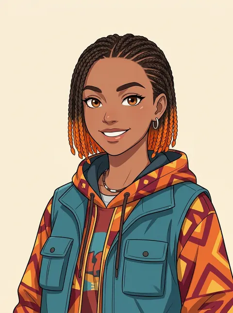 Perso féminin style anime, portrait digital
